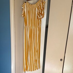 Yellow and White Striped Jumpsuit